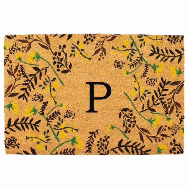 Calloway Mills Monogram Door Mat, Black, Yellow, Green, Natural, 24 in W x 36 in L 105082436P - main